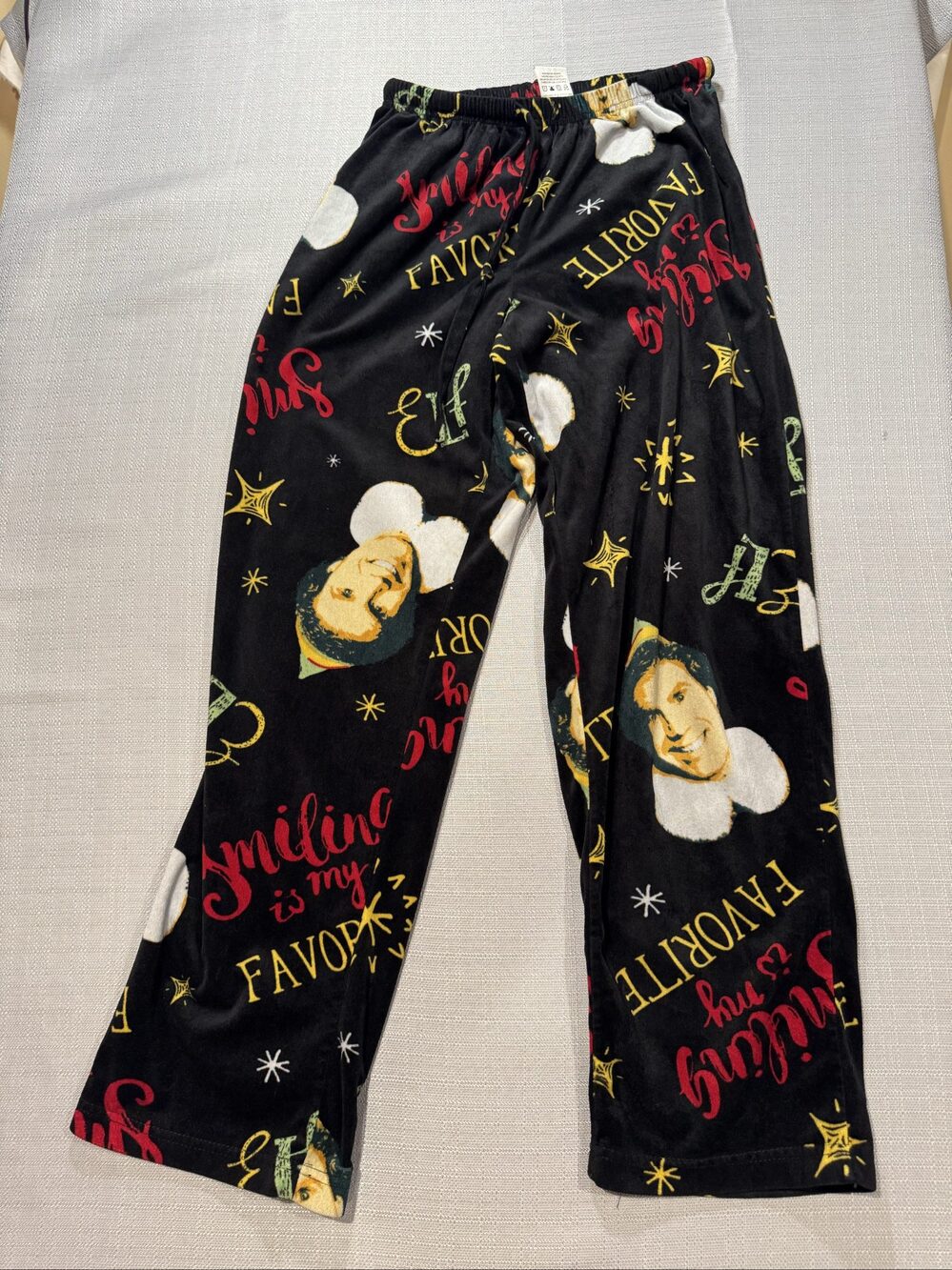 Men’s Elf Movie Buddy the Elf Pajama Pants – Black Multicolor – Medium